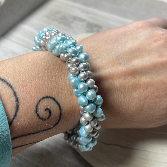 Silver twist pearl bracelet - Picture 3 of 6